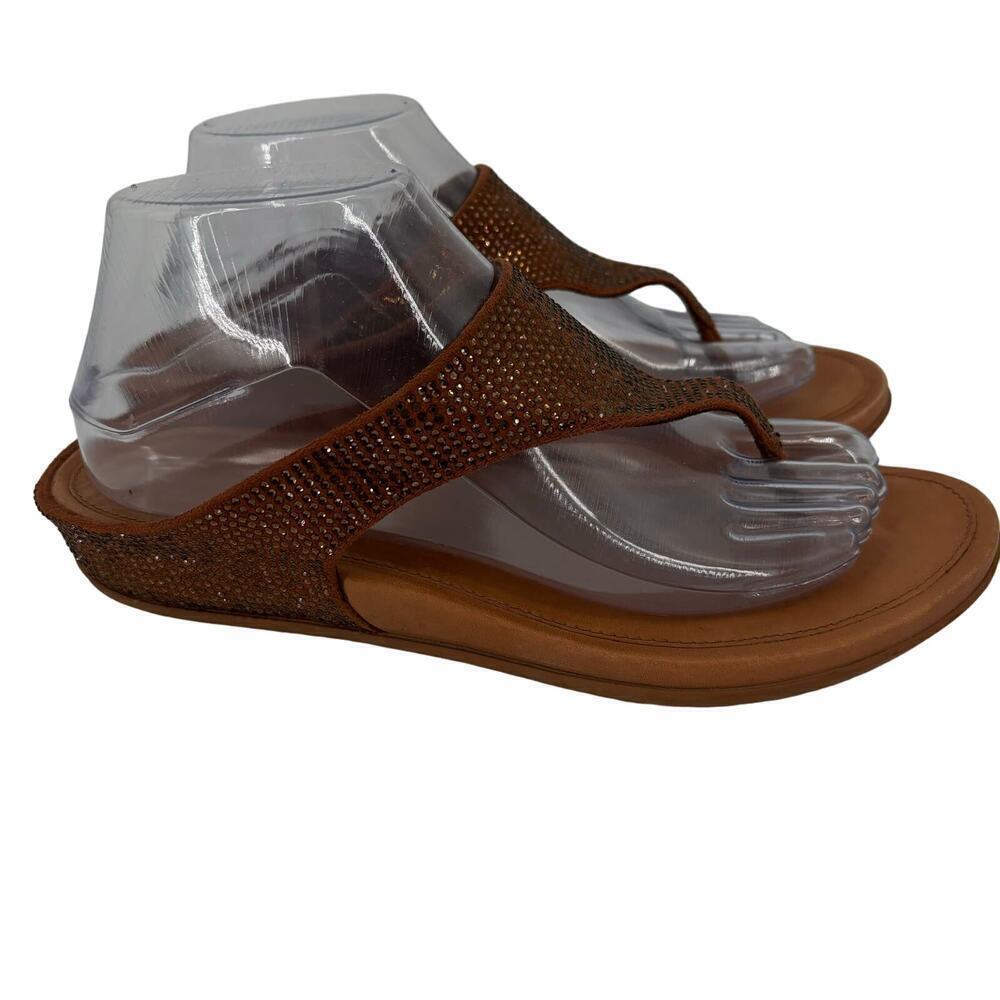 FitFlop Banda Glitz Thong Sandals Womens‎ Size 9 Bronze Rhinestone